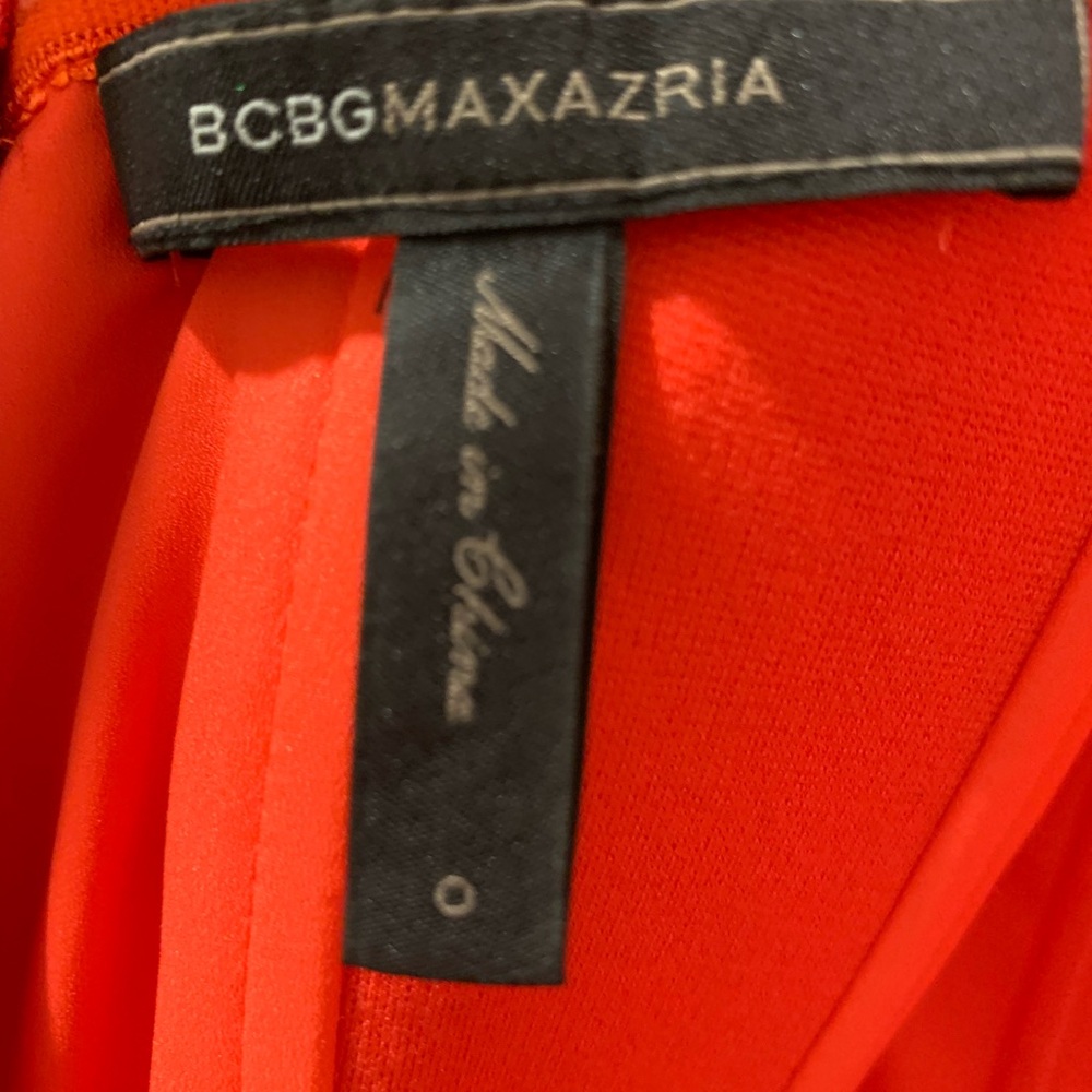 BCBGMaxAzria Bold Orange strapless Red jumpsuit